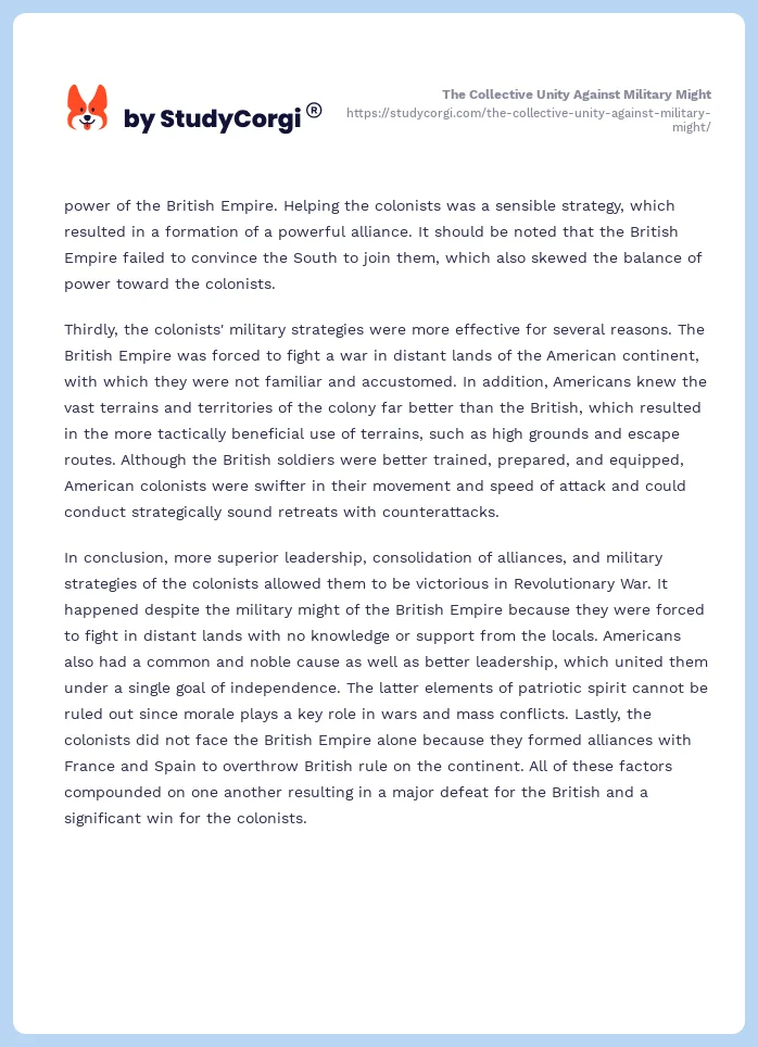 The Collective Unity Against Military Might. Page 2