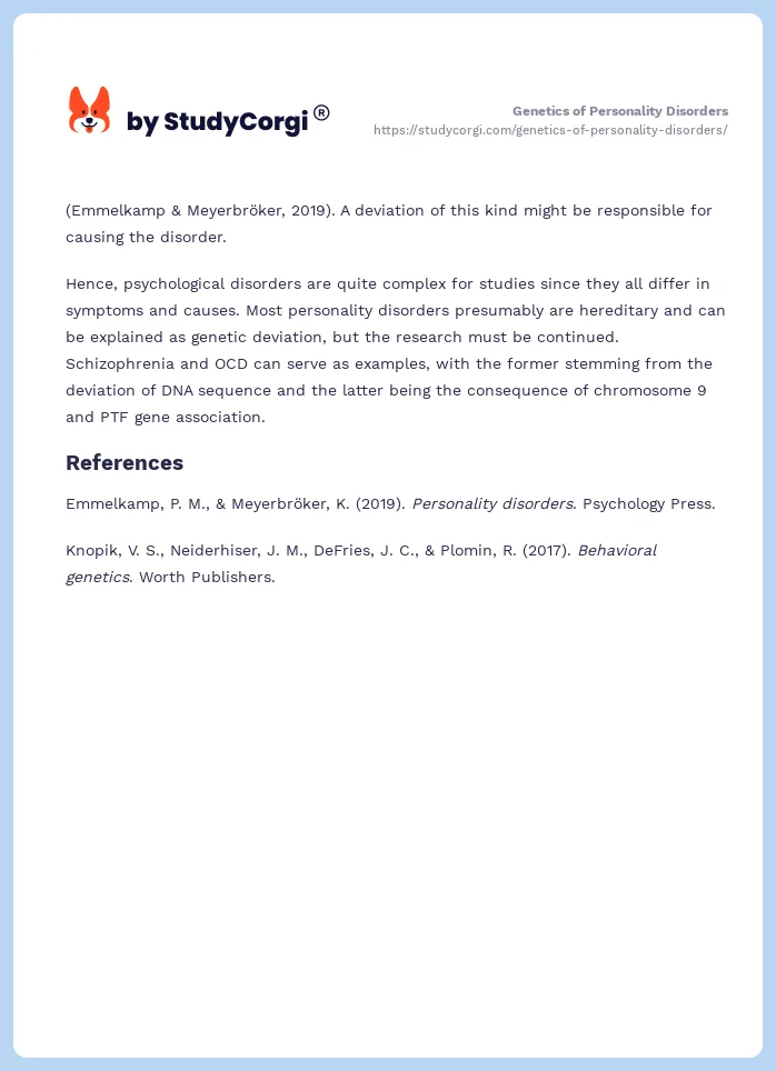Genetics of Personality Disorders. Page 2