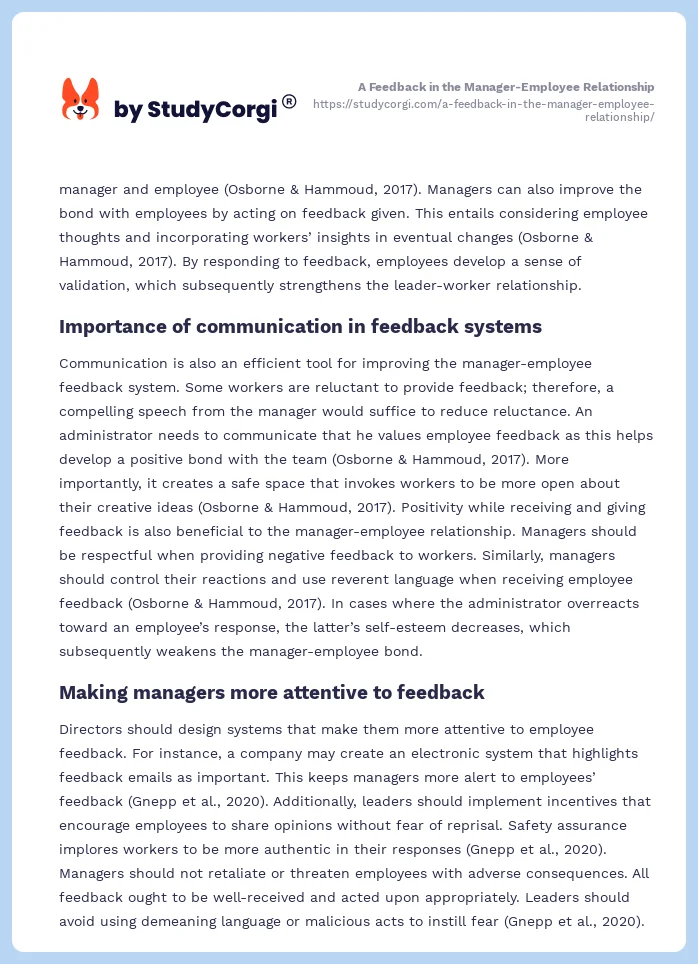 A Feedback in the Manager-Employee Relationship. Page 2