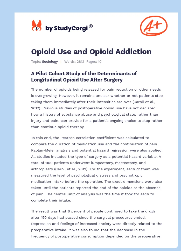 Opioid Use and Opioid Addiction. Page 1