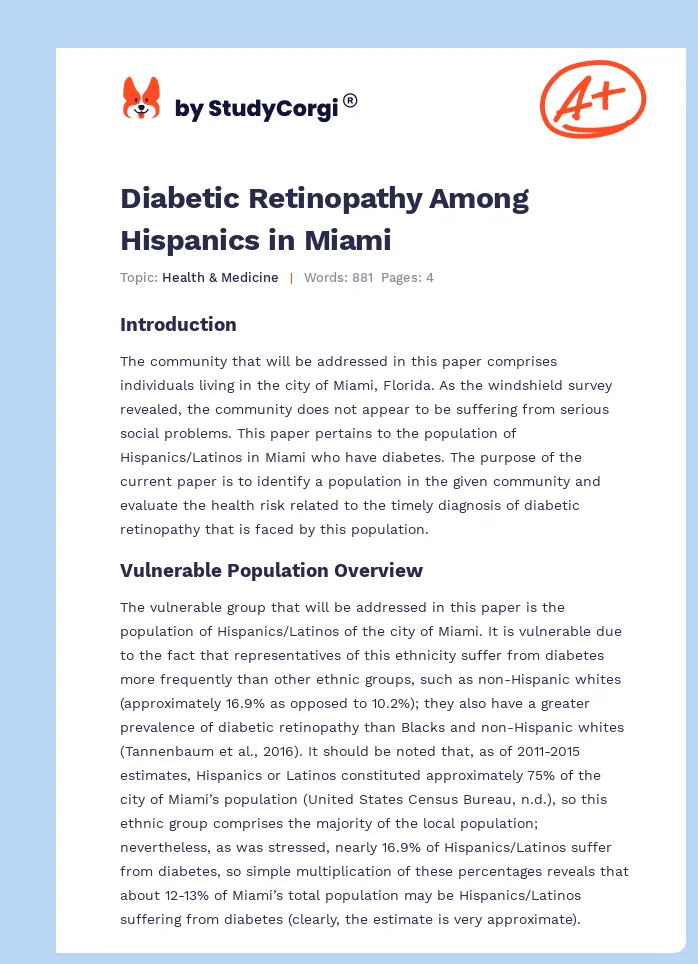 Diabetic Retinopathy Among Hispanics in Miami. Page 1