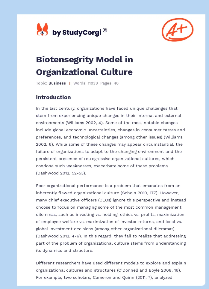 Biotensegrity Model in Organizational Culture. Page 1