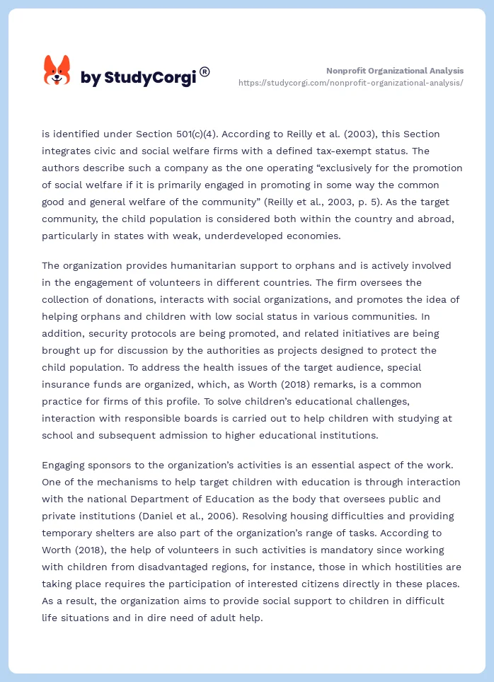 Nonprofit Organizational Analysis. Page 2