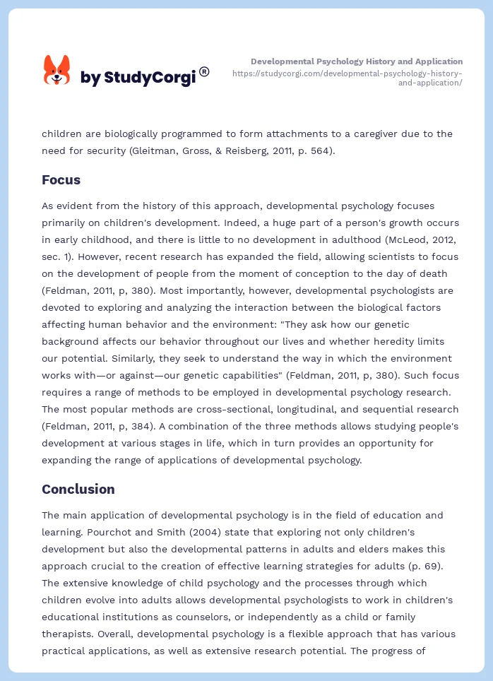 Developmental Psychology History and Application. Page 2