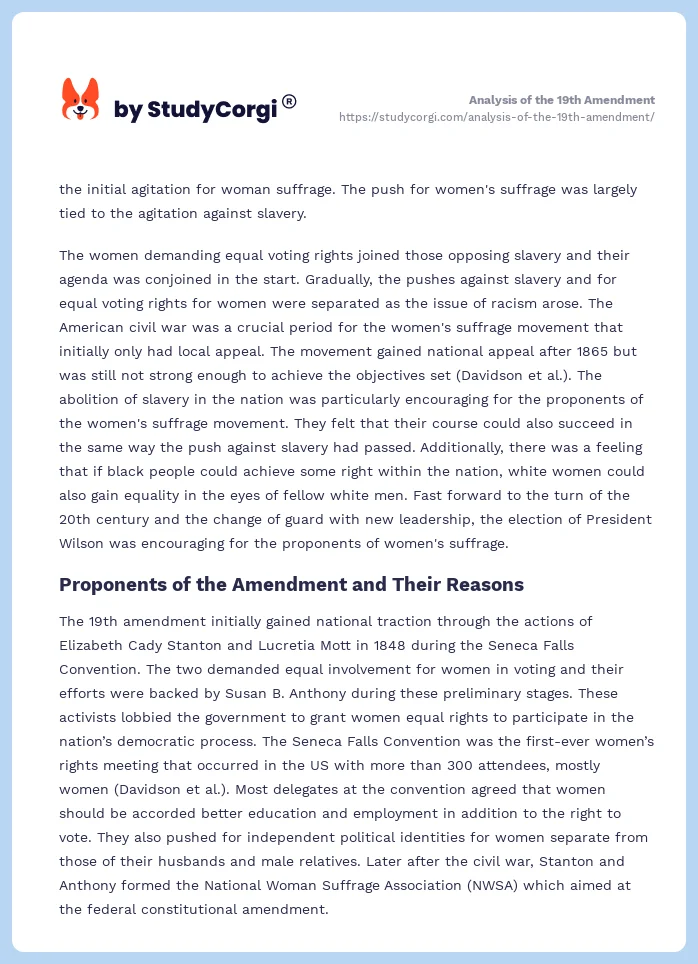 Analysis of the 19th Amendment. Page 2
