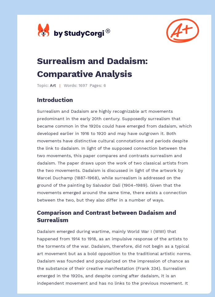 Surrealism and Dadaism: Comparative Analysis. Page 1
