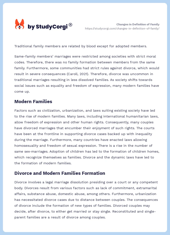Changes in Definition of Family. Page 2