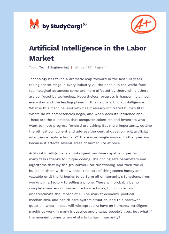 Artificial Intelligence in the Labor Market. Page 1