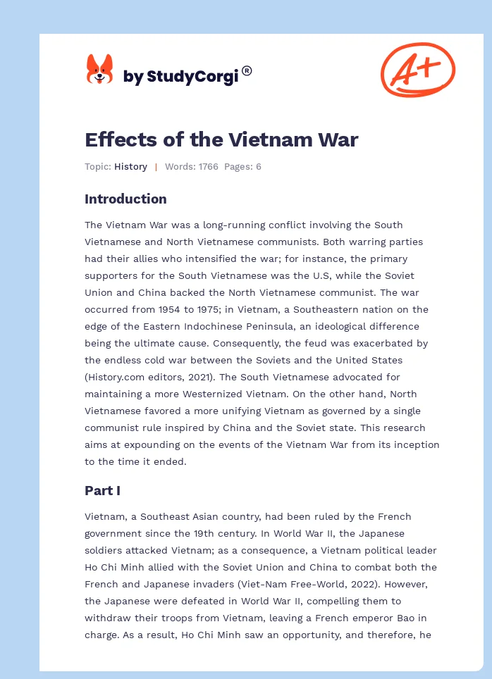 Effects of the Vietnam War. Page 1