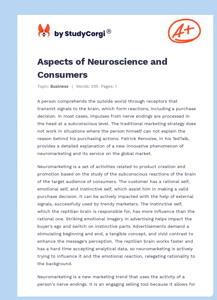 Aspects of Neuroscience and Consumers. Page 1