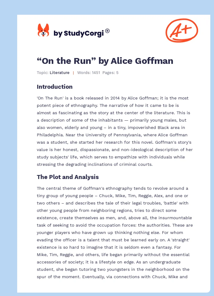 “On the Run” by Alice Goffman. Page 1