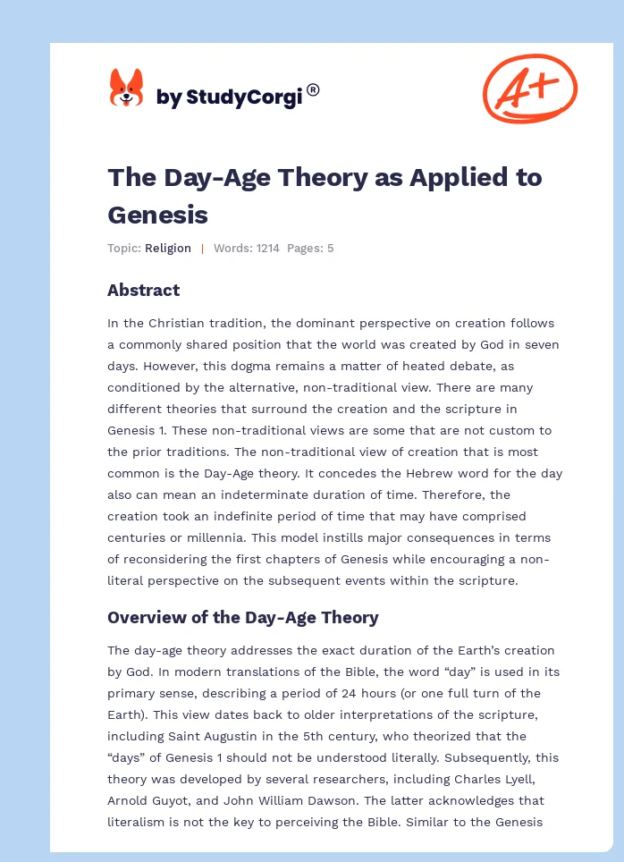 The Day-Age Theory as Applied to Genesis. Page 1
