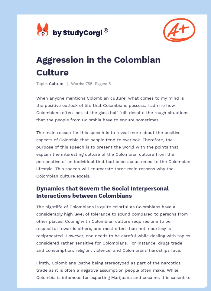 Aggression in the Colombian Culture. Page 1