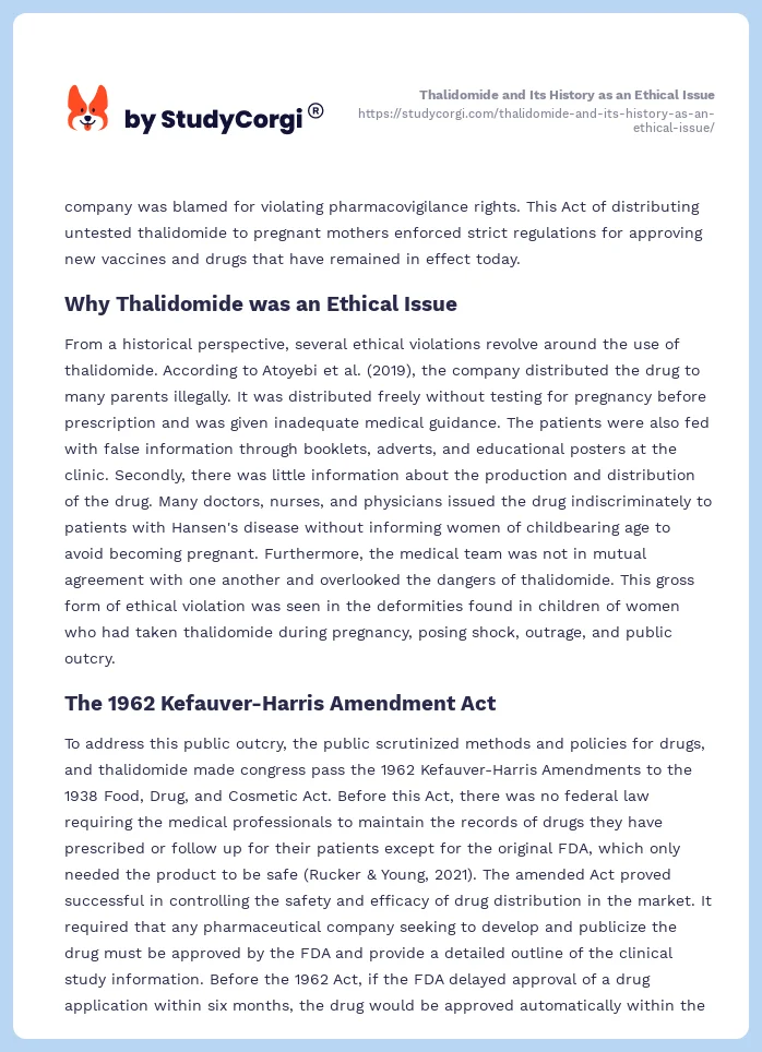 Thalidomide and Its History as an Ethical Issue. Page 2