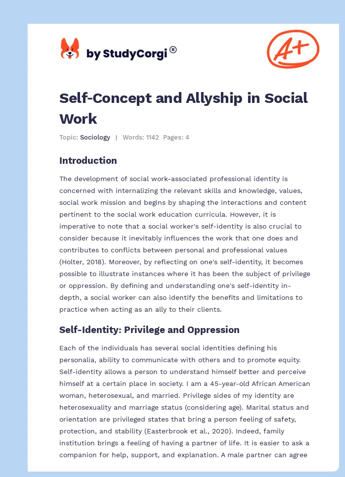 Self‐Concept and Allyship in Social Work. Page 1