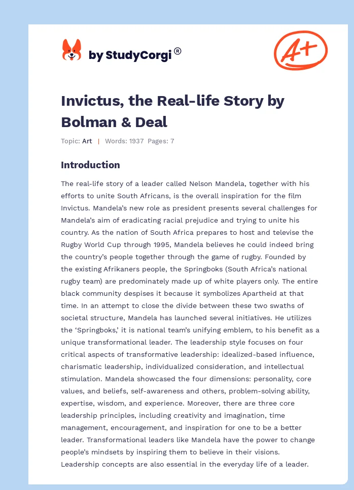 Invictus, the Real-life Story by Bolman & Deal. Page 1
