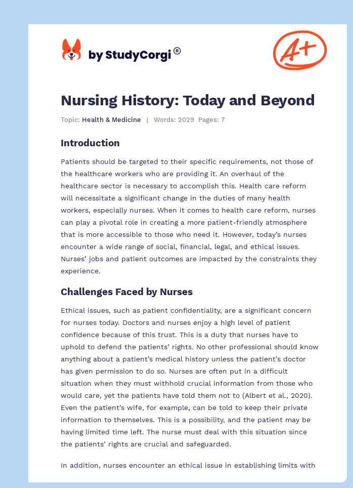 Nursing History: Today and Beyond. Page 1