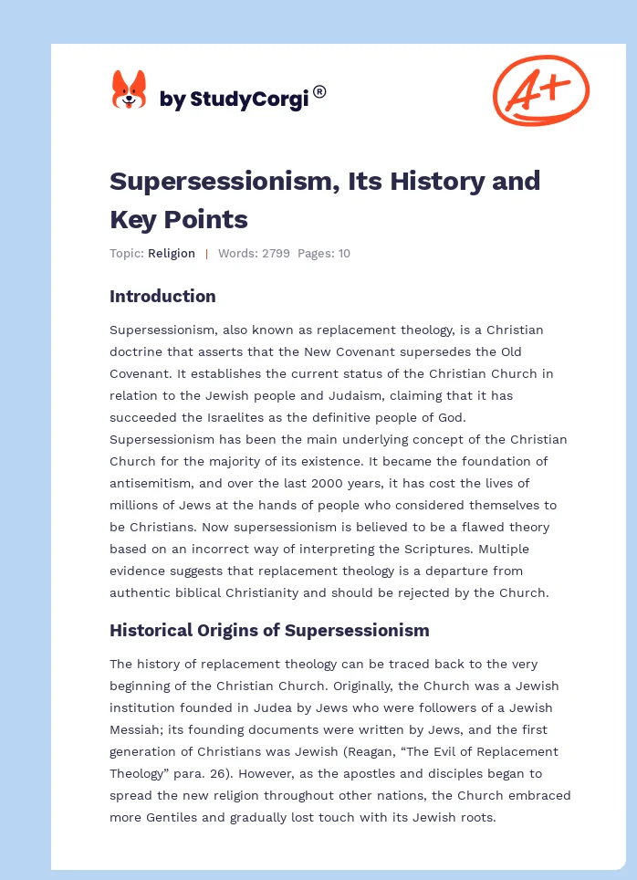 Supersessionism, Its History and Key Points. Page 1