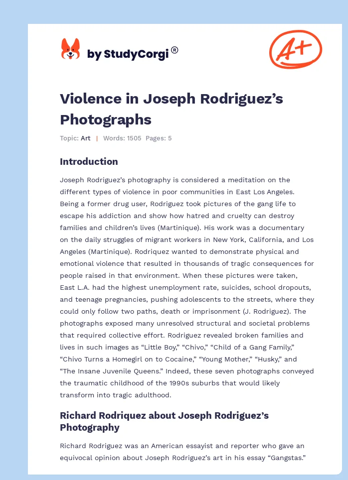 Violence in Joseph Rodriguez’s Photographs. Page 1