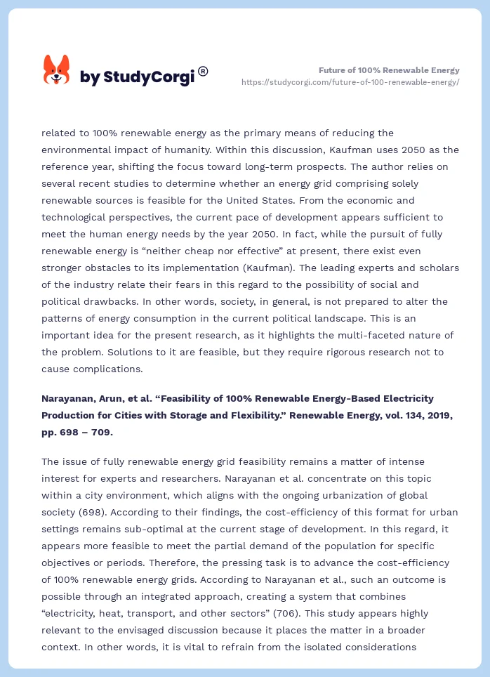 Future of 100% Renewable Energy. Page 2