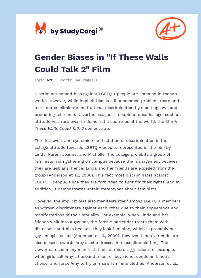 Gender Biases in "If These Walls Could Talk 2" Film. Page 1