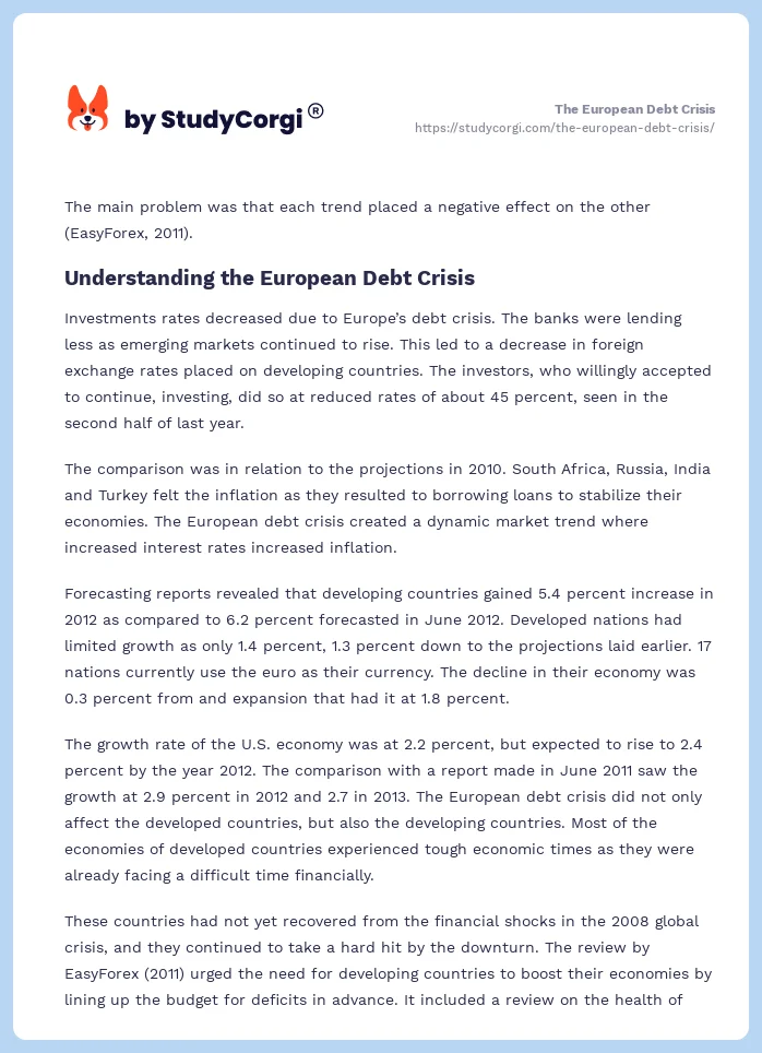 The European Debt Crisis. Page 2