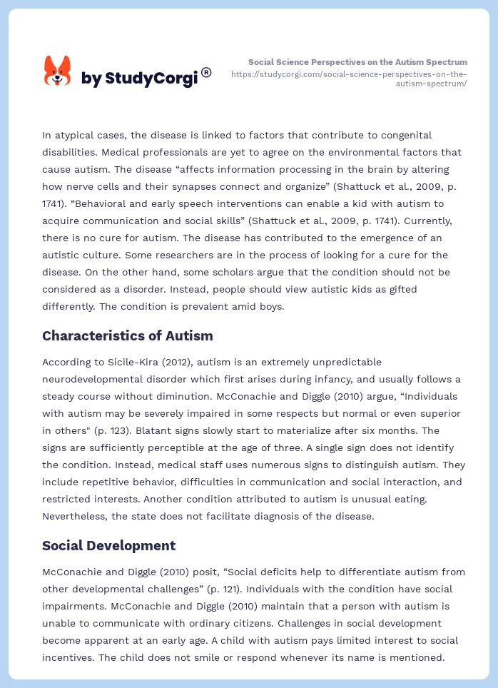 Social Science Perspectives on the Autism Spectrum. Page 2
