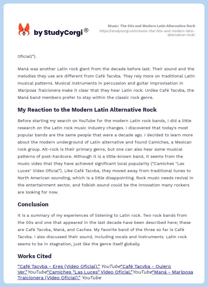 Music: The 00s and Modern Latin Alternative Rock. Page 2