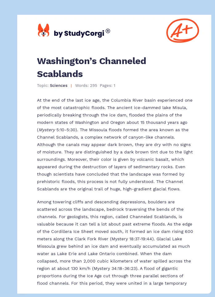 Washington’s Channeled Scablands. Page 1