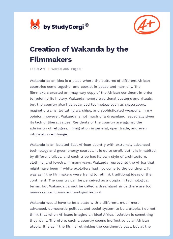 Creation of Wakanda by the Filmmakers. Page 1