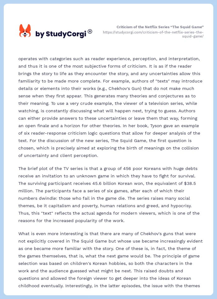 Criticism of the Netflix Series “The Squid Game”. Page 2