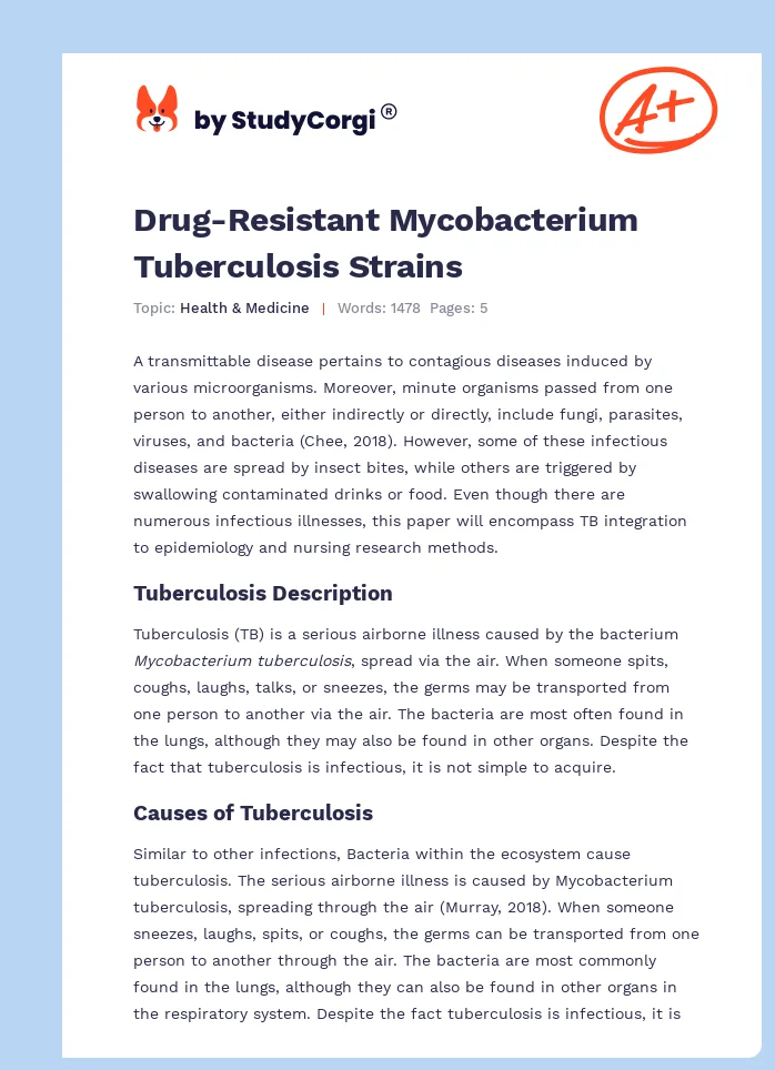 Drug-Resistant Mycobacterium Tuberculosis Strains. Page 1