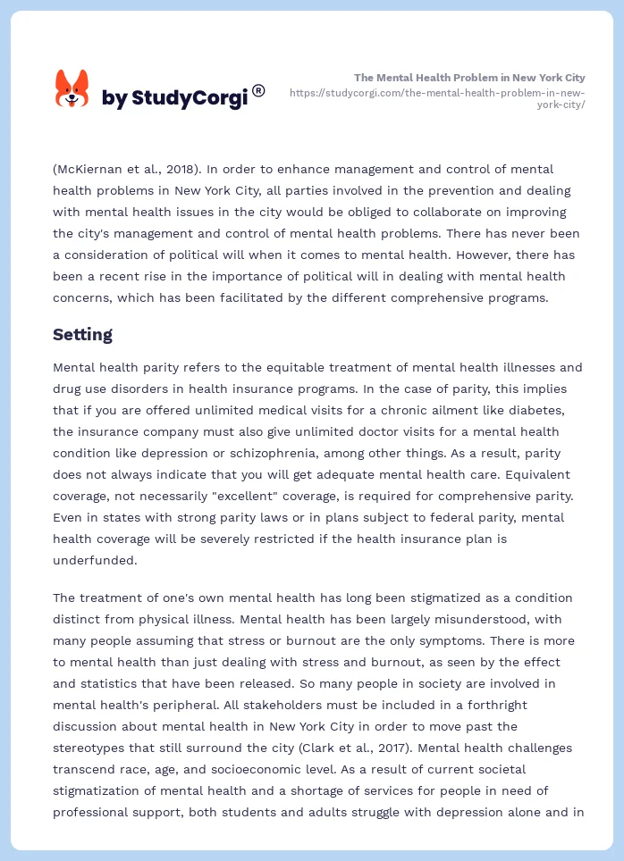 The Mental Health Problem in New York City. Page 2