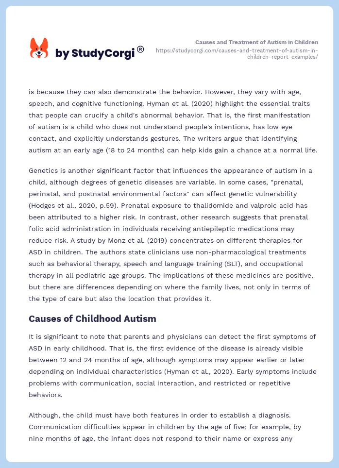 Causes and Treatment of Autism in Children. Page 2