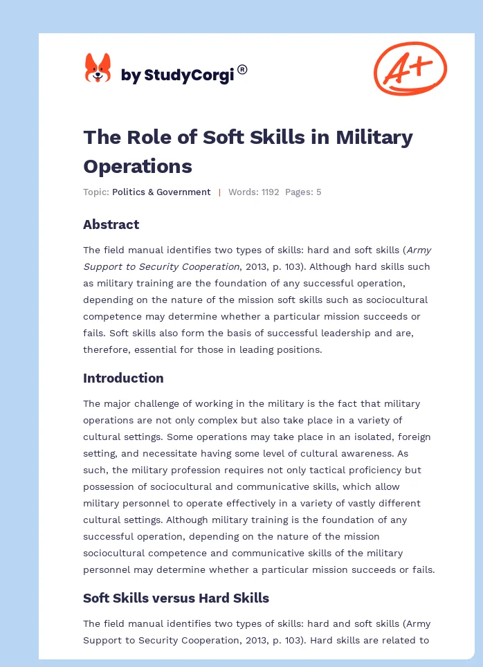 The Role of Soft Skills in Military Operations. Page 1