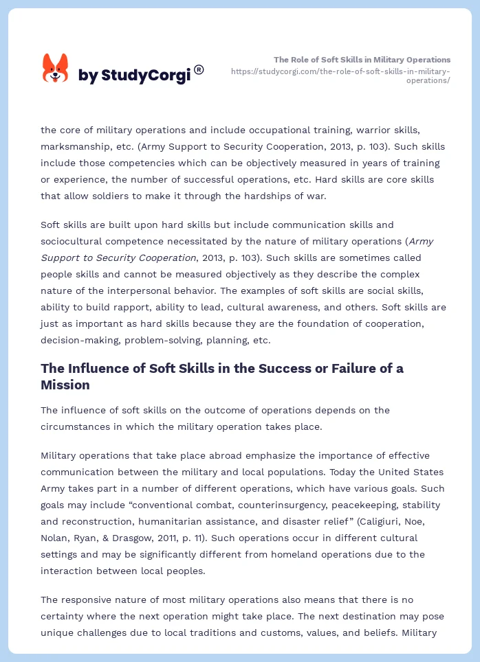 The Role of Soft Skills in Military Operations. Page 2