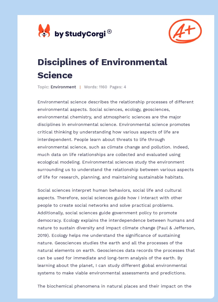 Disciplines of Environmental Science. Page 1