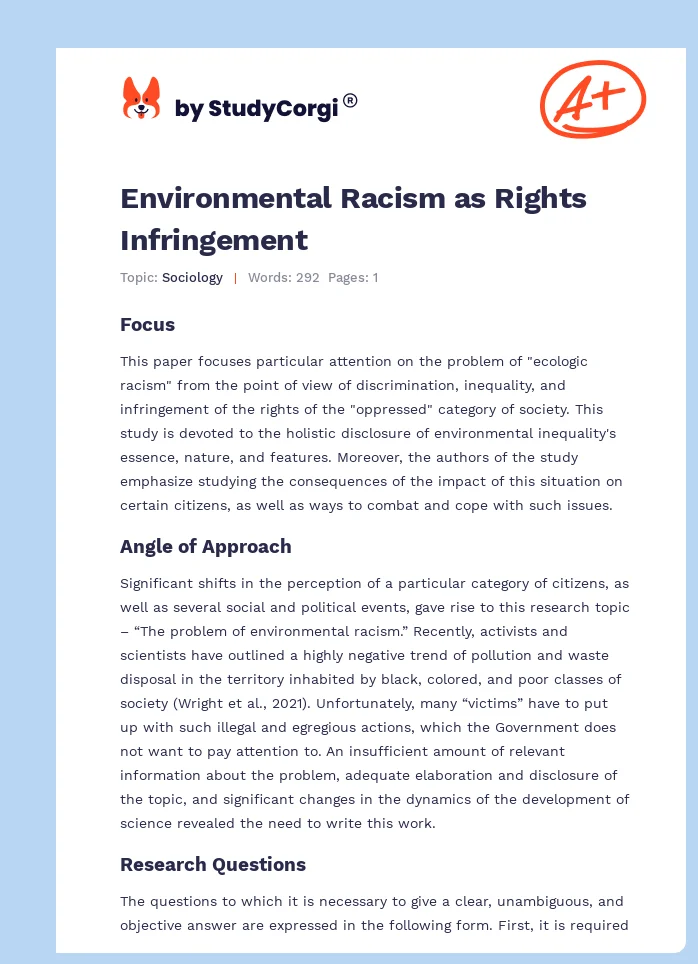 Environmental Racism as Rights Infringement. Page 1