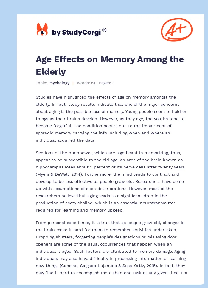 Age Effects on Memory Among the Elderly. Page 1