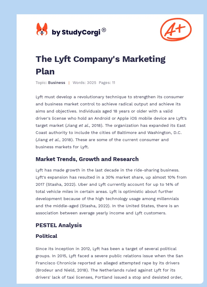 The Lyft Company's Marketing Plan. Page 1