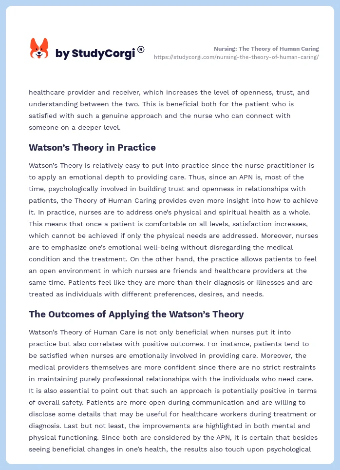 Nursing: The Theory of Human Caring. Page 2