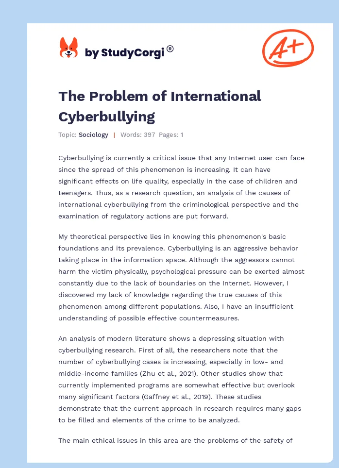 The Problem of International Cyberbullying. Page 1