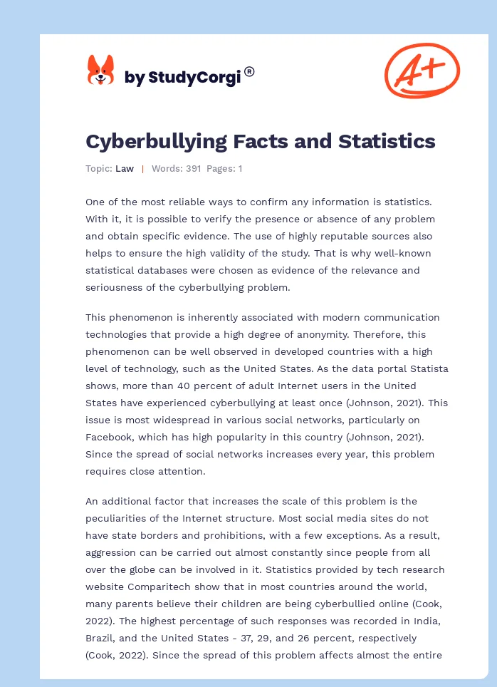 Cyberbullying Facts and Statistics. Page 1