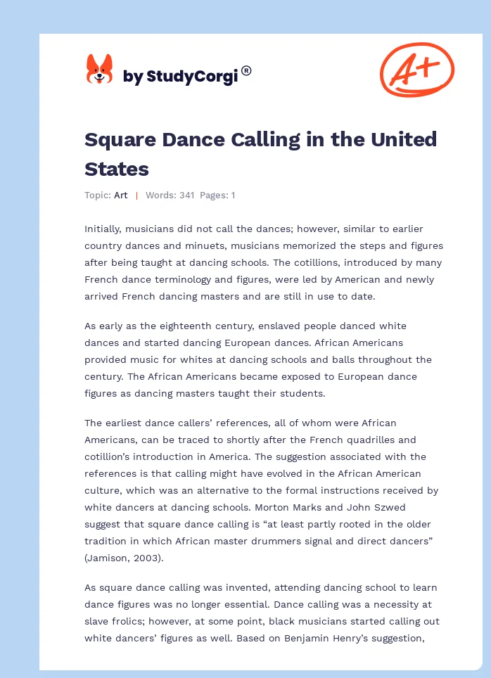 Square Dance Calling in the United States. Page 1
