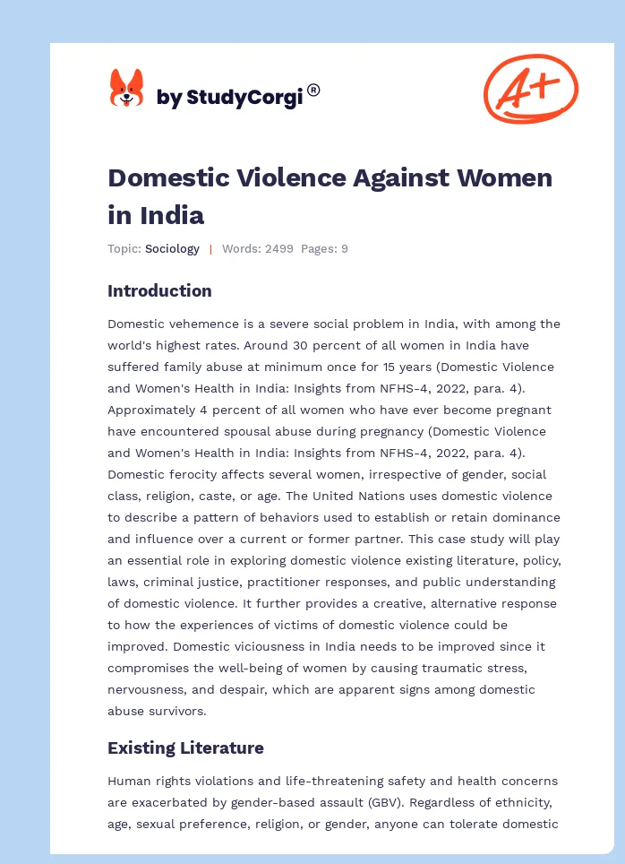 Domestic Violence Against Women in India. Page 1