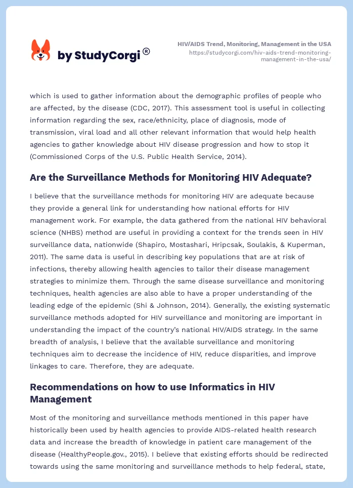 HIV/AIDS Trend, Monitoring, Management in the USA. Page 2