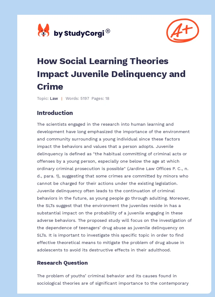 How Social Learning Theories Impact Juvenile Delinquency and Crime. Page 1