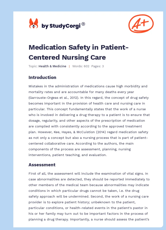 Medication Safety in Patient-Centered Nursing Care. Page 1