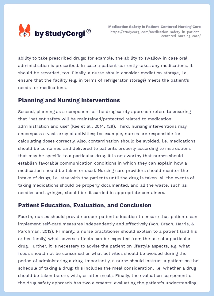 Medication Safety in Patient-Centered Nursing Care. Page 2