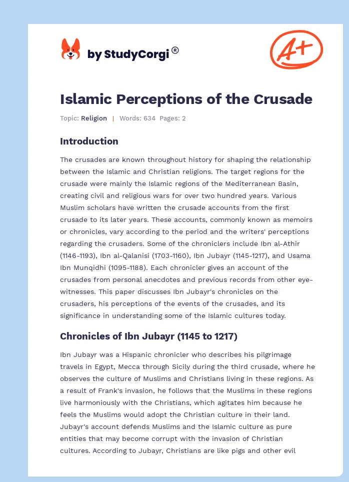 Islamic Perceptions of the Crusade. Page 1